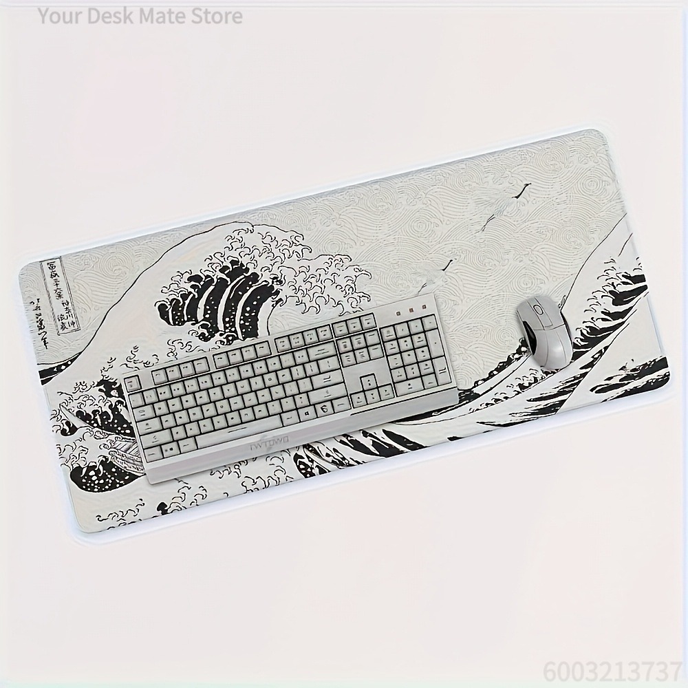 Desk Setup Laptop And Pc - سجادة مكتبية كبيرة الحجم بتصميم موجي