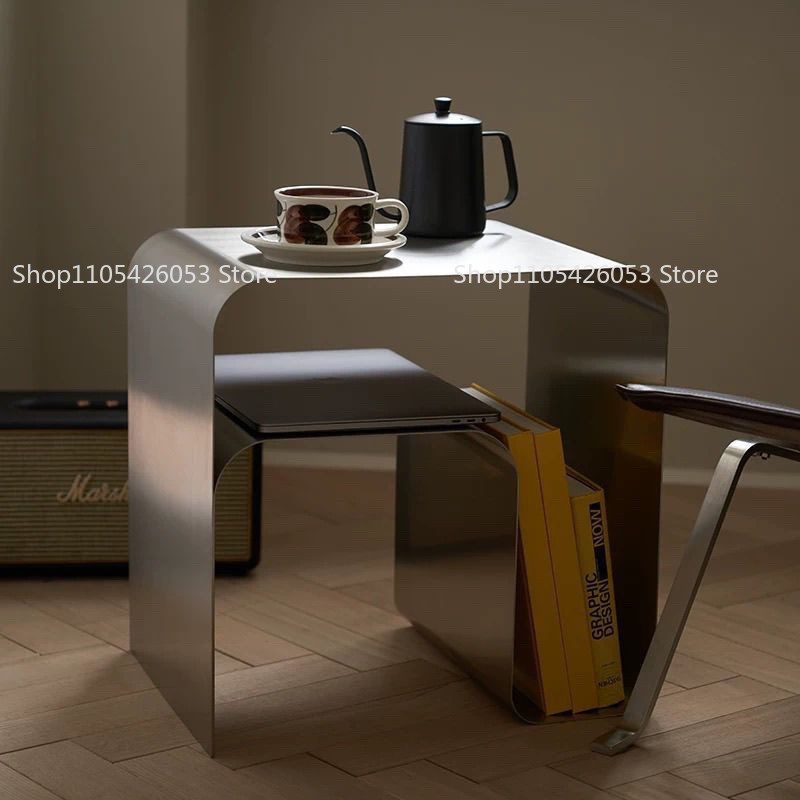 Desk Setup Shelves - طاولة جانبية من الفولاذ المقاوم للصدأ