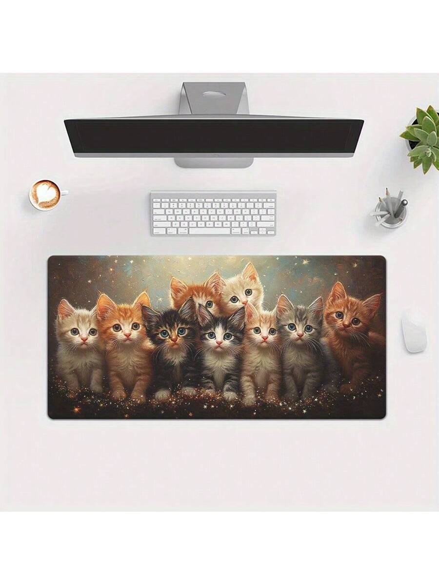 Desk Setup Laptop And Pc - لوحة ماوس للألعاب على شكل قطة