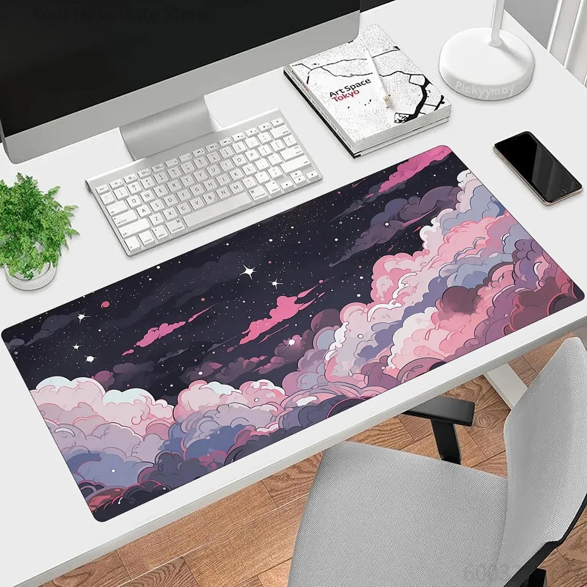 Desk Setup Laptop And Pc - لوحة ماوس مطاطية لطيفة بتصميم أنمي
