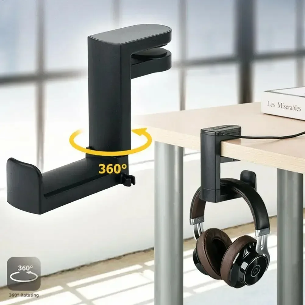 Desk Setup Game - حامل سماعات رأس بدون ثقب، مشبك