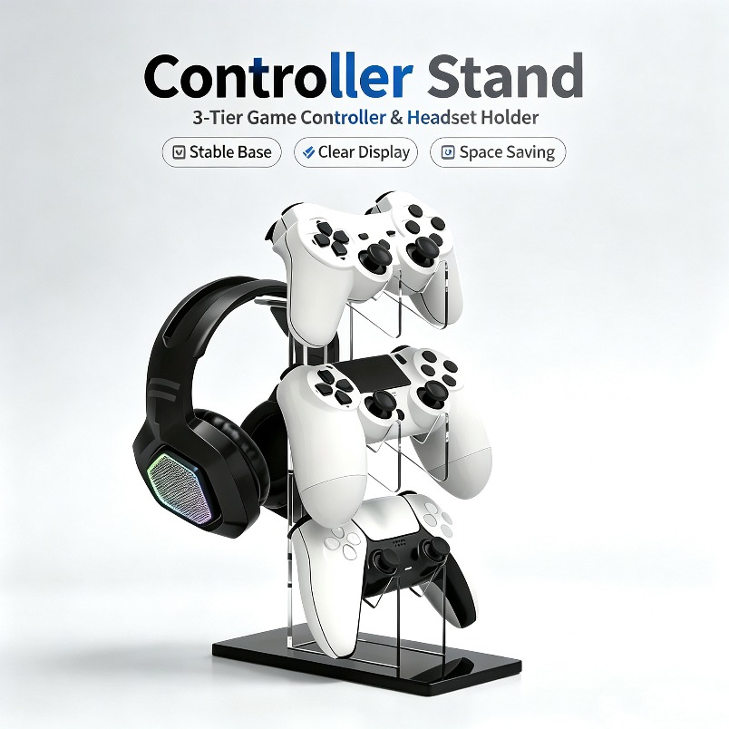 Desk Setup Headphones - حامل تحكم ثلاثي الطبقات مع حامل