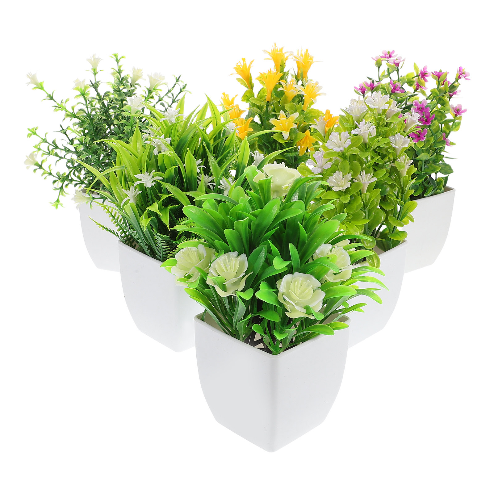 Plant Pot Small Desk - 6 قطع من النباتات الاصطناعية الواقعية