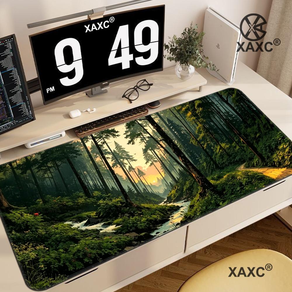 Desk Setup Natural - لوحة ماوس كبيرة الحجم بتصميم الغابة
