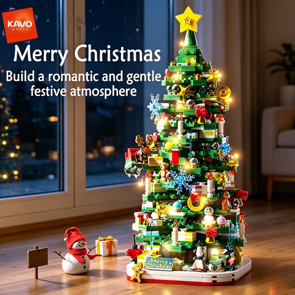 Desk Setup Enthusiast - مجموعة مكعبات بناء شجرة عيد الميلاد