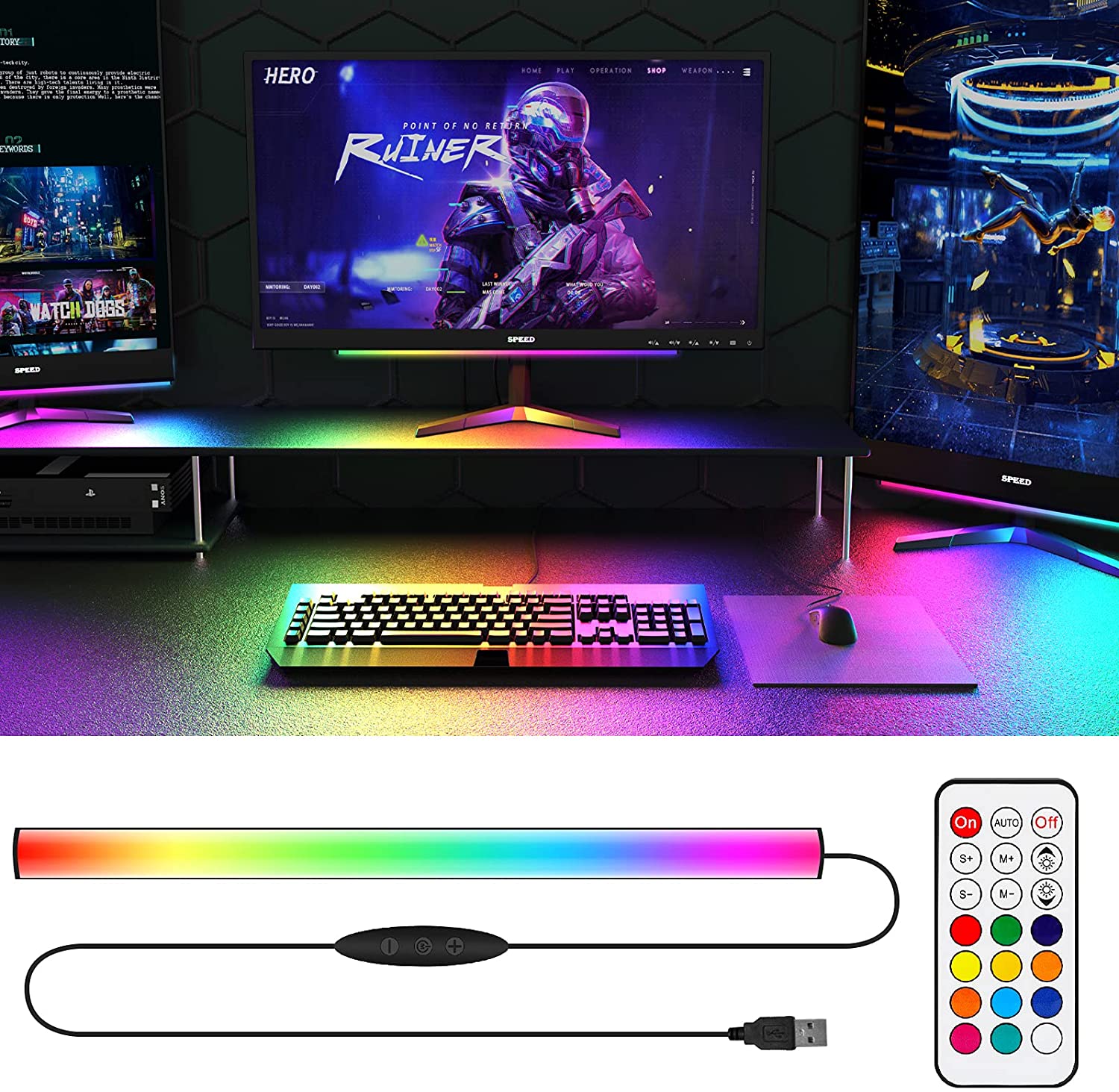 Desk Room Setup - شريط إضاءة تحت الشاشة RGB Dreamcolor