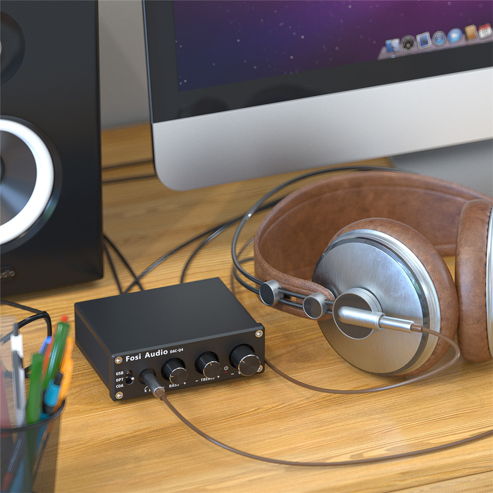 فوسي الصوت Q4 ستيريو صغير USB  - مراجعة Desk Setup Speakers وسعره