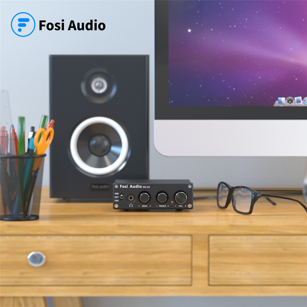 فوسي الصوت Q4 ستيريو صغير USB  - مراجعة Desk Setup Speakers وسعره