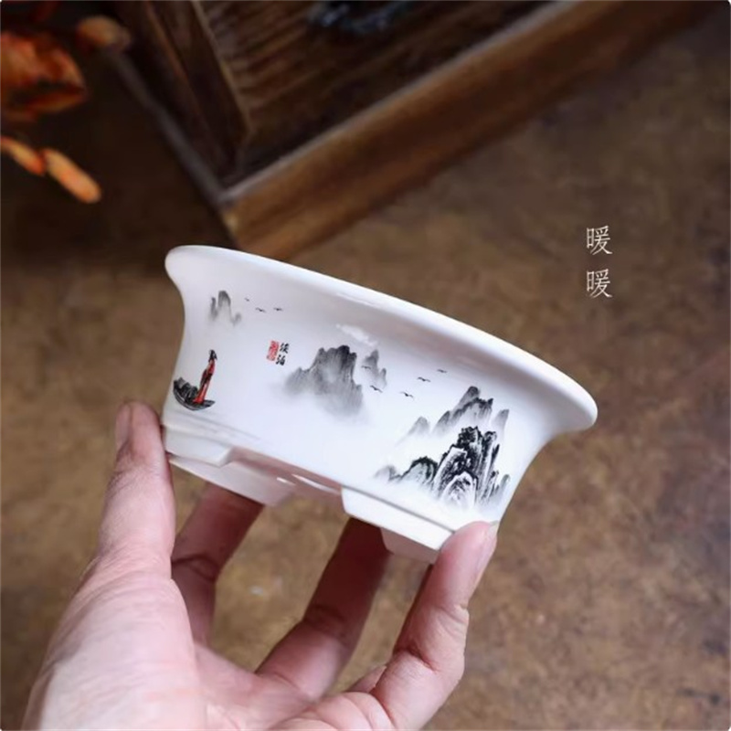 وعاء بونساي بيضاوي أبيض من الب - مراجعة Plant Pot Small Desk وسعره