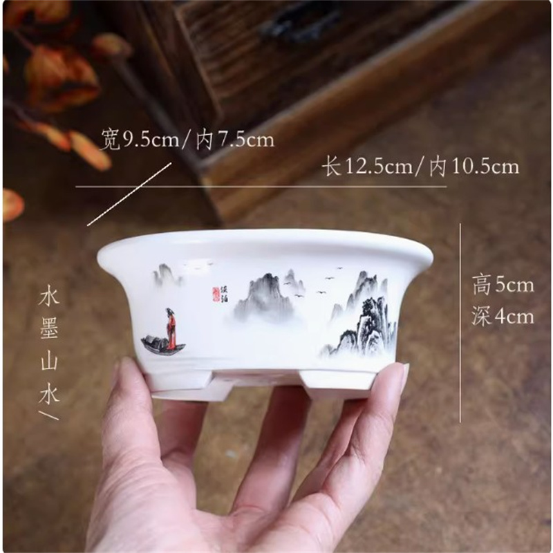 وعاء بونساي بيضاوي أبيض من الب - مراجعة Plant Pot Small Desk وسعره
