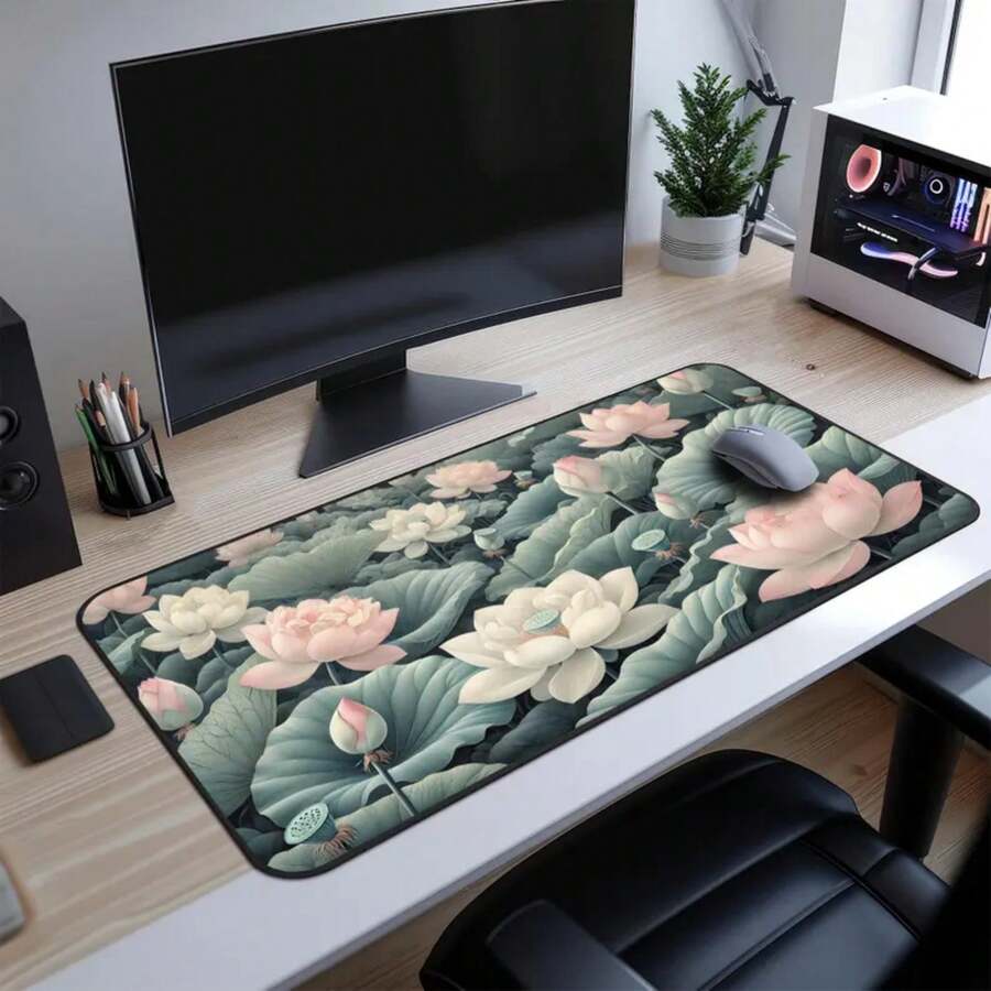 سجادة مكتب كبيرة على شكل زهرة  - مراجعة Desk Setup Natural وسعره