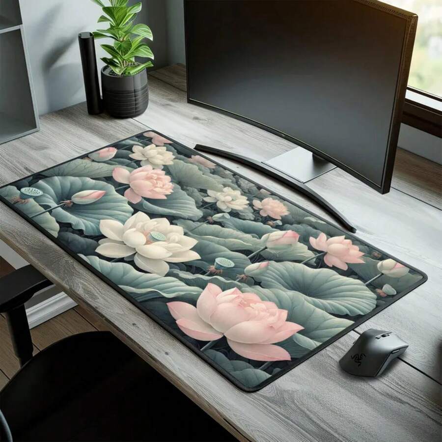 سجادة مكتب كبيرة على شكل زهرة  - مراجعة Desk Setup Natural وسعره