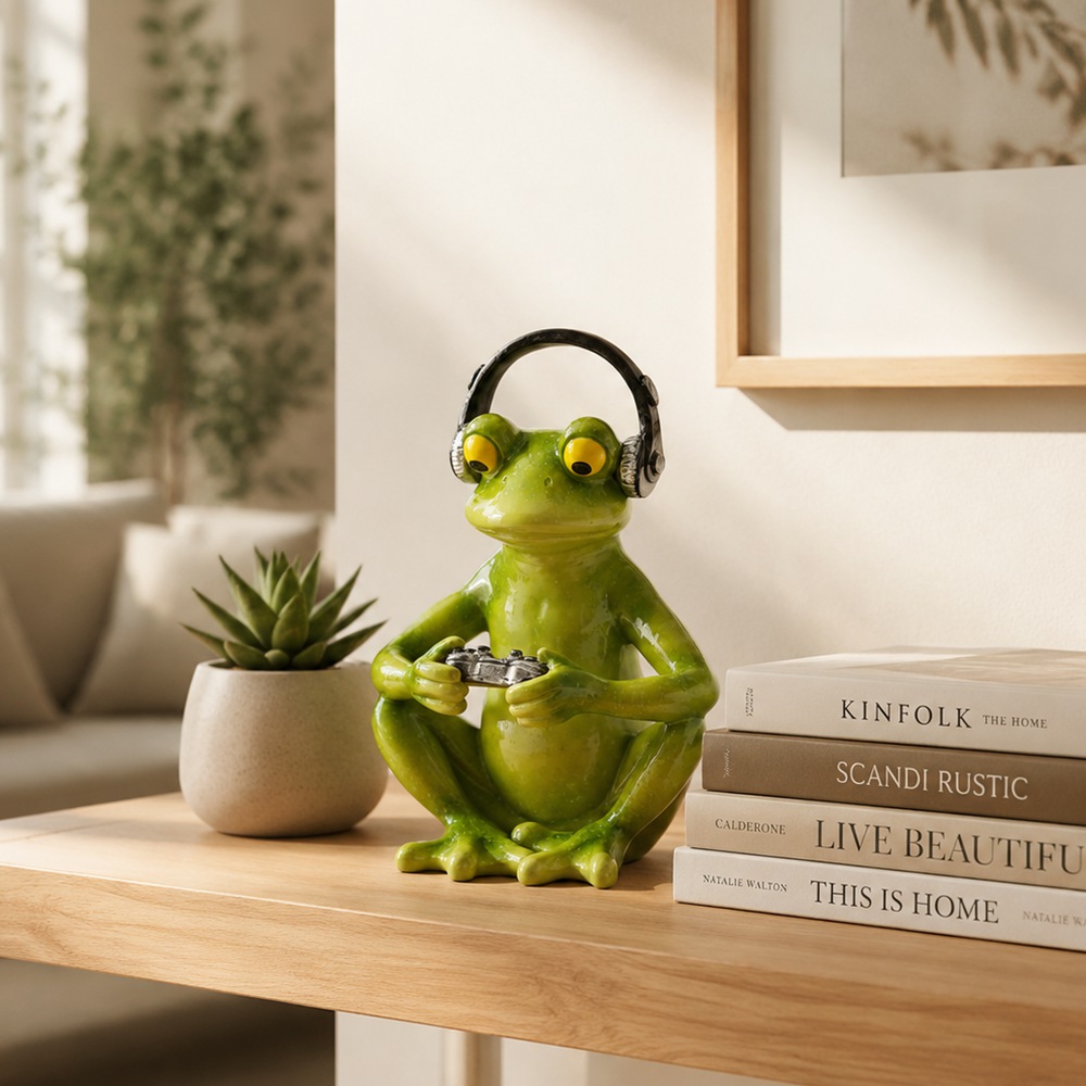 تمثال ضفدع مضحك للألعاب مع سما - مراجعة Desk Setup Headphones وسعره