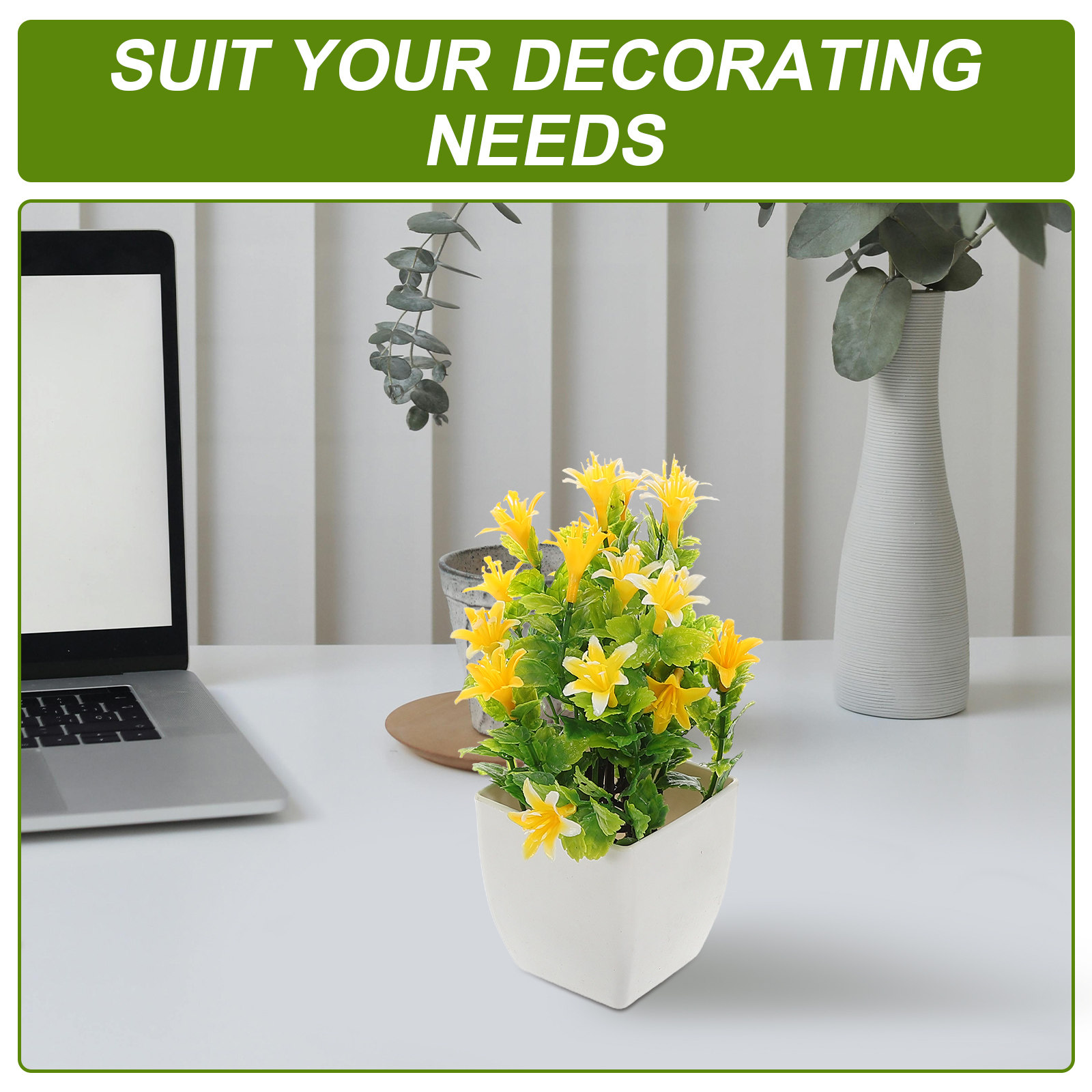6 قطع من النباتات الاصطناعية ا - مراجعة Plant Pot Small Desk وسعره