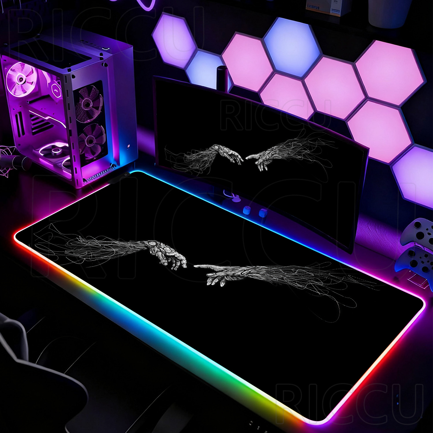 سجادة ماوس كبيرة الحجم RGB XXL - مراجعة Desk Setup Laptop And Pc وسعره